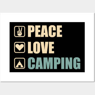 Peace Love Camping - Funny Camping Lovers Gift Posters and Art